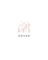 Logo de DOVAR: dibujo lineal de volúmenes arquitectónicos sobre el nombre de la marca